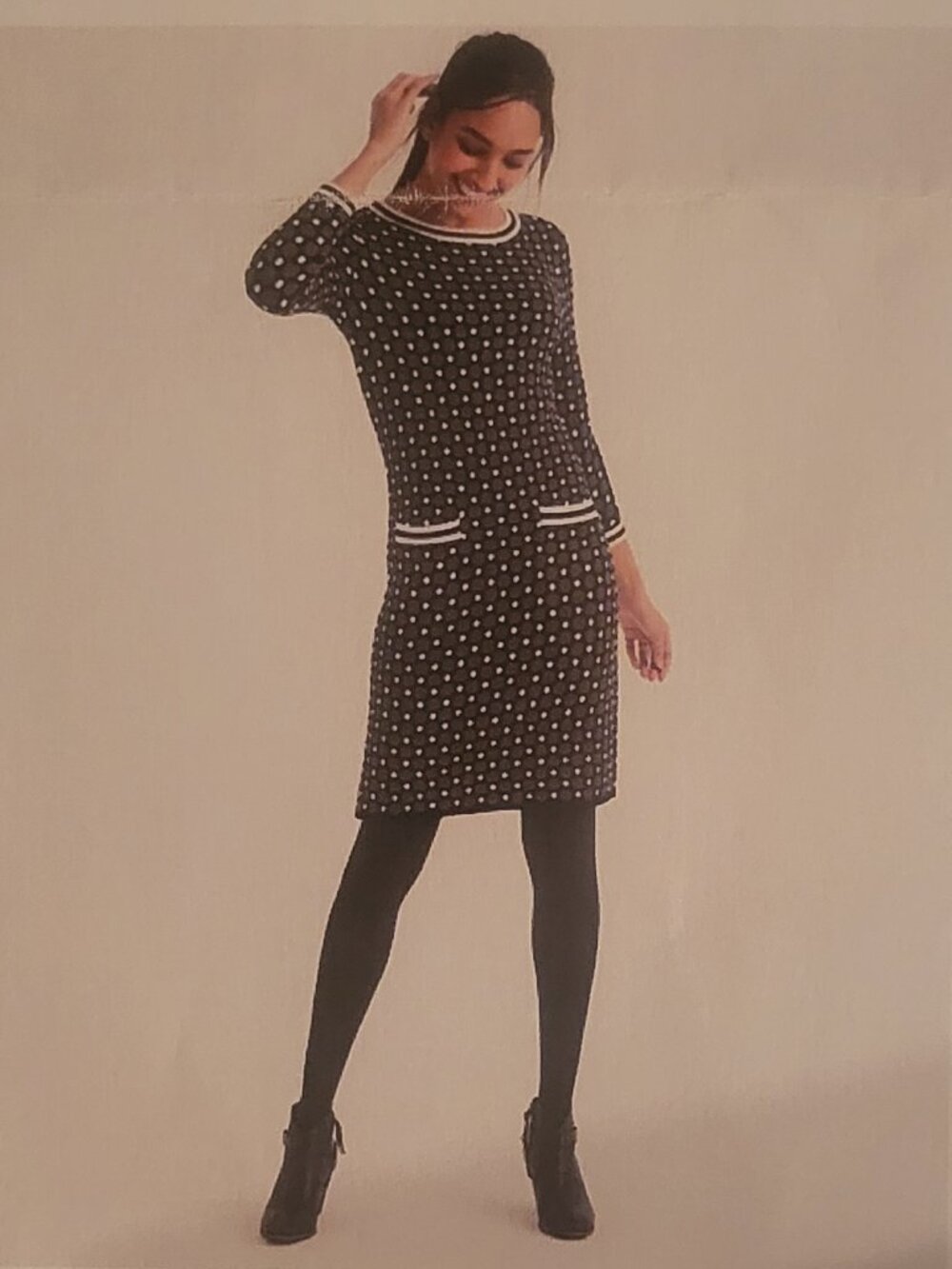 Boden Holly Knitted Dress - Black/Ivory